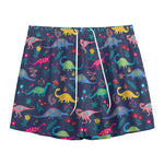 Cute Dino Floral Pattern Print Mesh Shorts