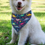 Cute Dino Floral Pattern Print Over The Collar Dog Bandana