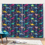 Cute Dino Floral Pattern Print Pencil Pleat Curtains