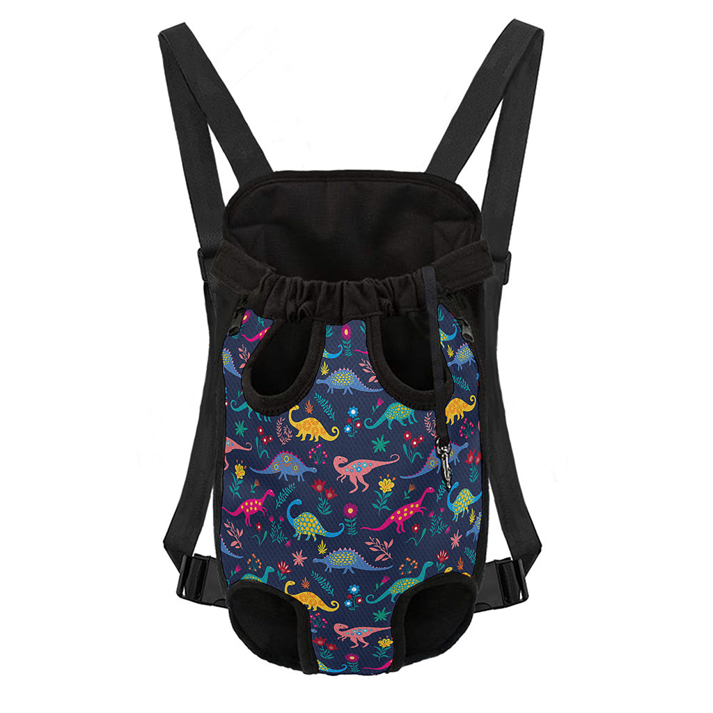 Cute Dino Floral Pattern Print Pet Carrier Backpack