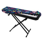 Cute Dino Floral Pattern Print Piano Keyboard Cover