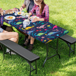 Cute Dino Floral Pattern Print Picnic Table Cover