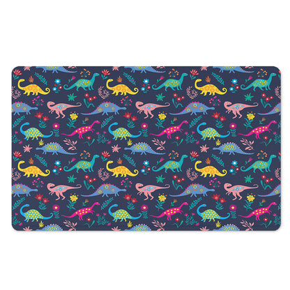 Cute Dino Floral Pattern Print Polyester Doormat