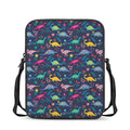 Cute Dino Floral Pattern Print Rectangular Crossbody Bag