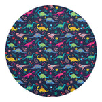 Cute Dino Floral Pattern Print Round Blanket