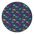 Cute Dino Floral Pattern Print Round Floor Mat