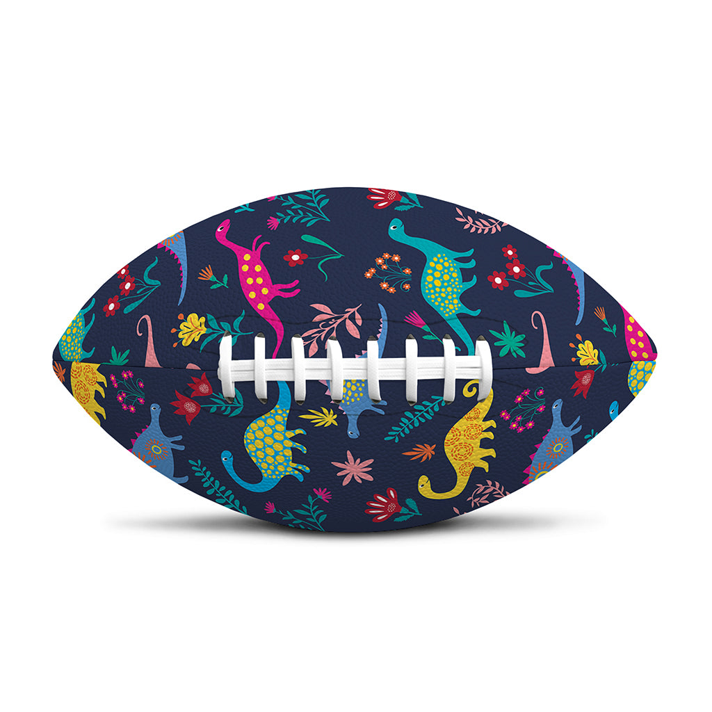 Cute Dino Floral Pattern Print Rugby Ball