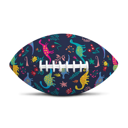 Cute Dino Floral Pattern Print Rugby Ball