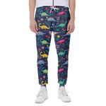 Cute Dino Floral Pattern Print Scuba Joggers