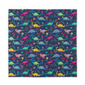 Cute Dino Floral Pattern Print Silk Bandana