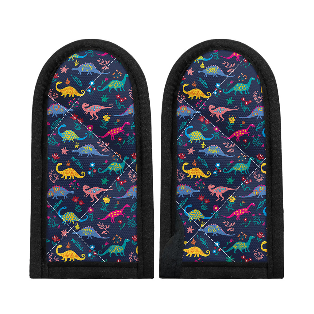 Cute Dino Floral Pattern Print Skillet Handle Cover