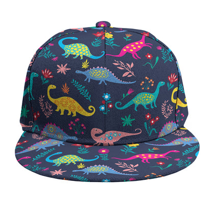 Cute Dino Floral Pattern Print Snapback Cap