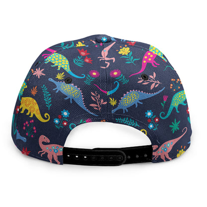 Cute Dino Floral Pattern Print Snapback Cap