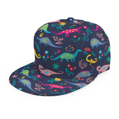 Cute Dino Floral Pattern Print Snapback Cap