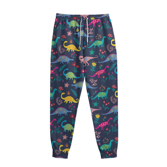 Cute Dino Floral Pattern Print Sweatpants