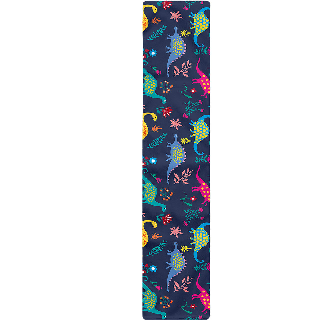 Cute Dino Floral Pattern Print Table Runner