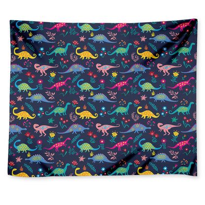 Cute Dino Floral Pattern Print Tapestry