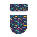 Cute Dino Floral Pattern Print Toilet Lid And Tank Cover Set