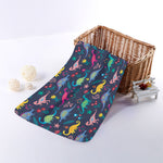 Cute Dino Floral Pattern Print Towel
