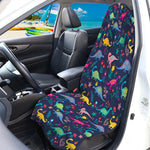 Cute Dino Floral Pattern Print Waterproof Car Seat Cover