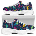 Cute Dino Floral Pattern Print White Chunky Shoes