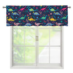 Cute Dino Floral Pattern Print Window Valance