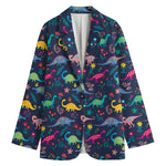 Cute Dino Floral Pattern Print Women's Blazer