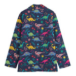 Cute Dino Floral Pattern Print Women's Cotton Blazer