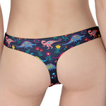 Cute Dino Floral Pattern Print Women's Thong
