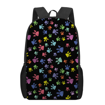 Cute Dino Footprint Pattern Print 17 Inch Backpack