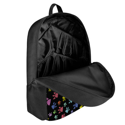 Cute Dino Footprint Pattern Print 17 Inch Backpack