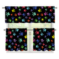 Cute Dino Footprint Pattern Print 3 Piece Kitchen Curtains