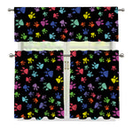 Cute Dino Footprint Pattern Print 3 Piece Kitchen Curtains