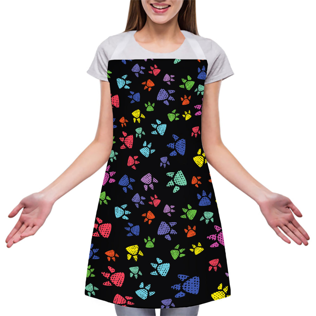 Cute Dino Footprint Pattern Print Adjustable Apron