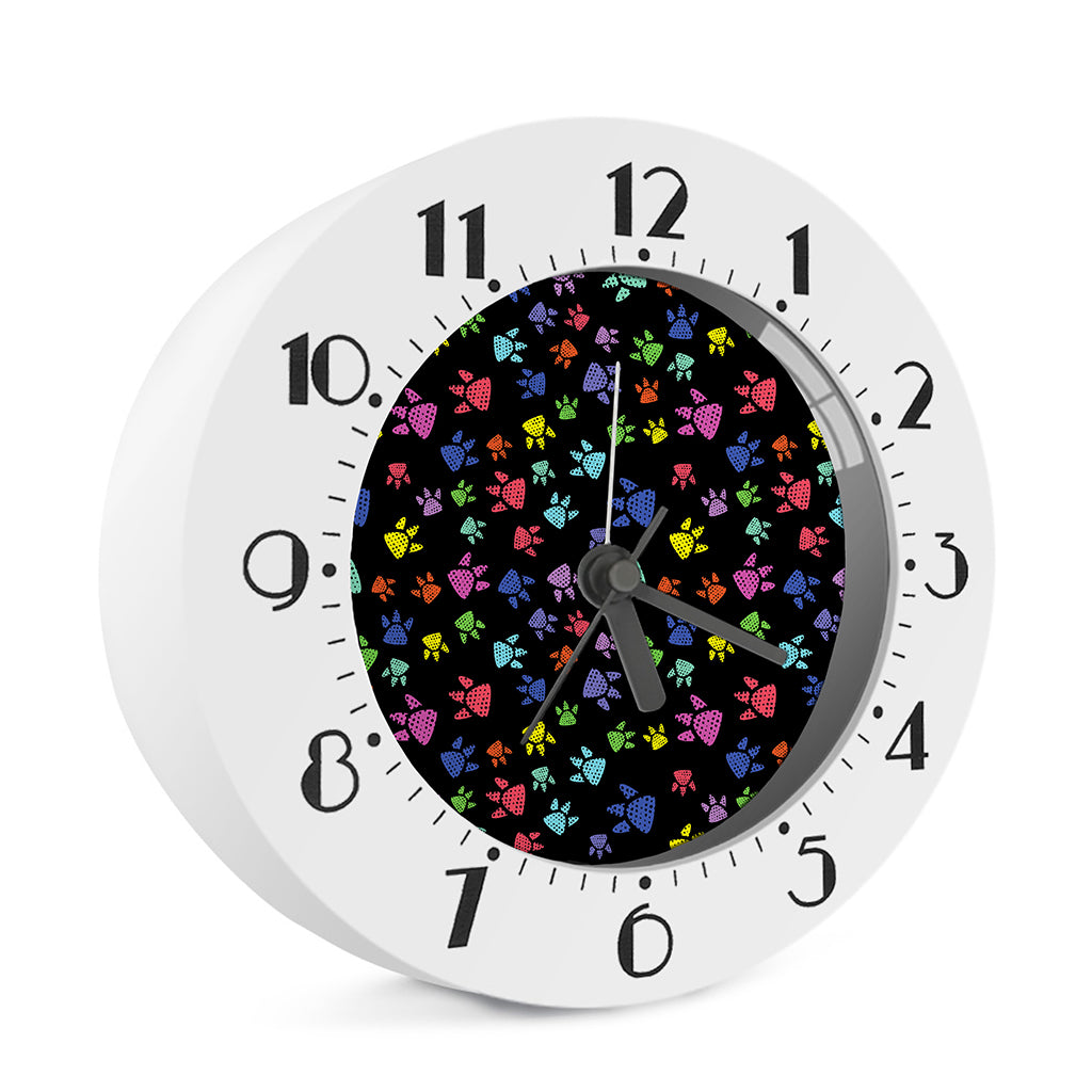 Cute Dino Footprint Pattern Print Alarm Clock