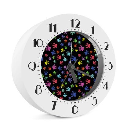 Cute Dino Footprint Pattern Print Alarm Clock