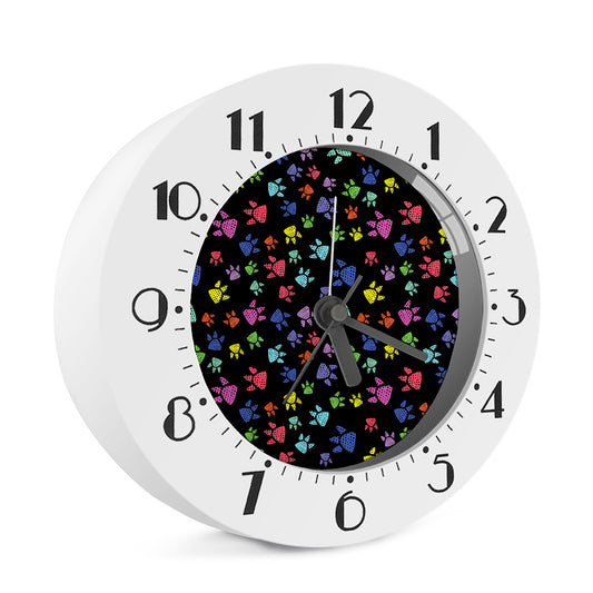 Cute Dino Footprint Pattern Print Alarm Clock