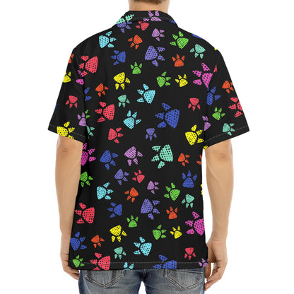 Cute Dino Footprint Pattern Print Aloha Shirt