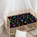 Cute Dino Footprint Pattern Print Baby Crib Sheet