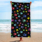Cute Dino Footprint Pattern Print Beach Towel