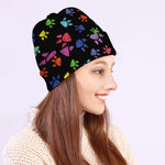 Cute Dino Footprint Pattern Print Beanie