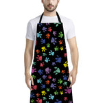 Cute Dino Footprint Pattern Print Bib Apron With Pocket