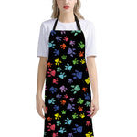 Cute Dino Footprint Pattern Print Bib Apron With Pocket