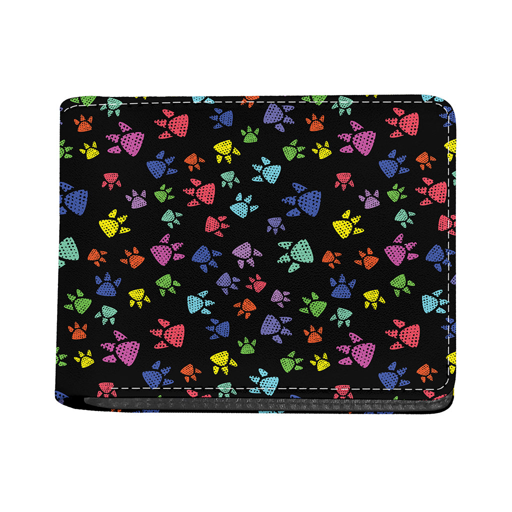 Cute Dino Footprint Pattern Print Bifold Wallet