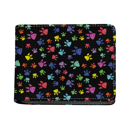 Cute Dino Footprint Pattern Print Bifold Wallet
