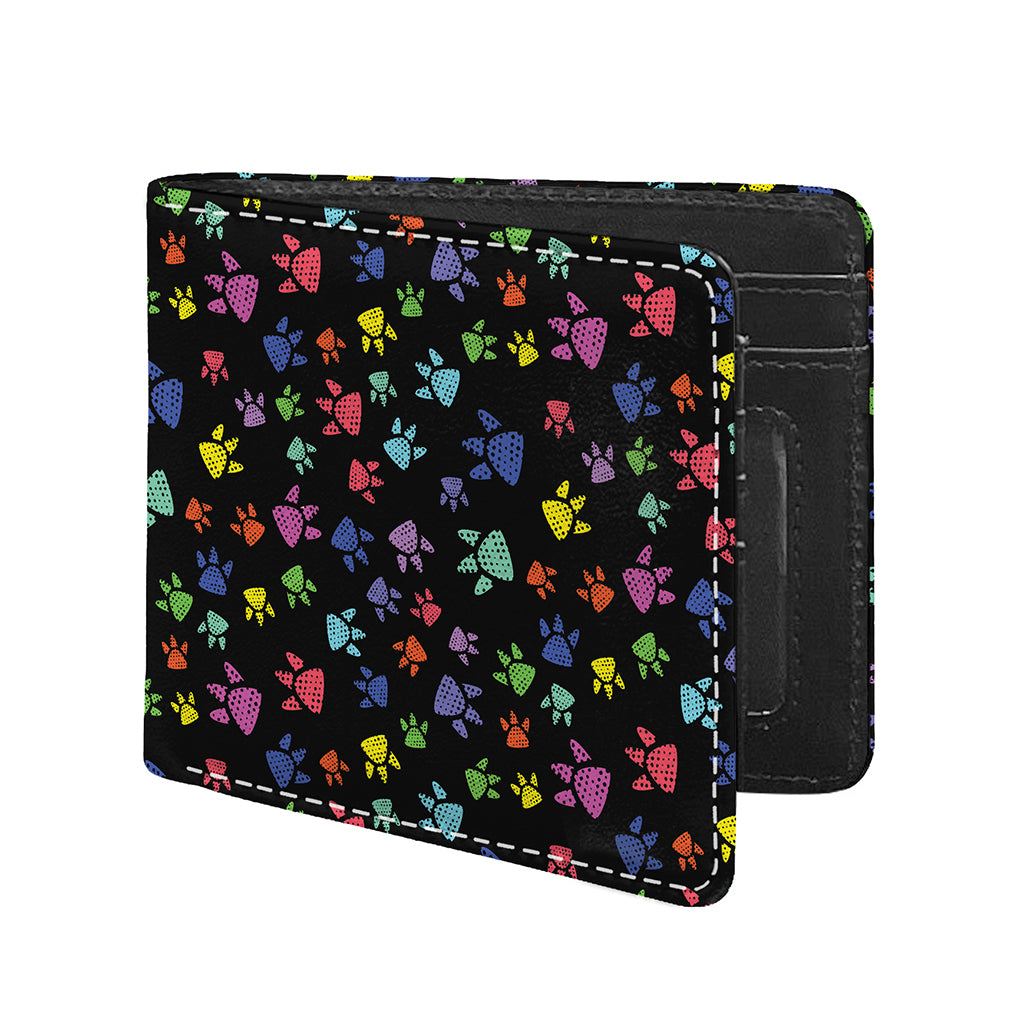 Cute Dino Footprint Pattern Print Bifold Wallet