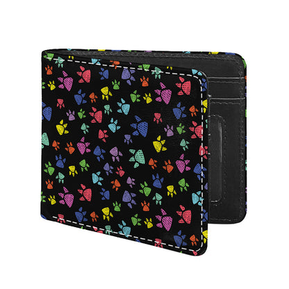 Cute Dino Footprint Pattern Print Bifold Wallet