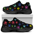 Cute Dino Footprint Pattern Print Black Chunky Shoes