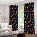 Cute Dino Footprint Pattern Print Dimout Grommet Curtains