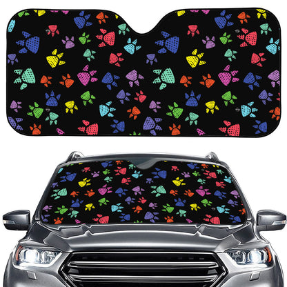 Cute Dino Footprint Pattern Print Car Windshield Sun Shade